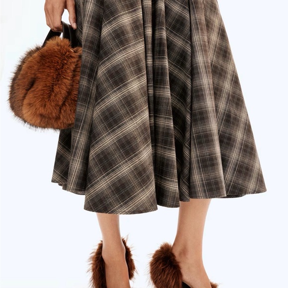 HM Fall Winter 2025 Plaid Cotton Circle Skirt BNWT - Picture 2 of 6